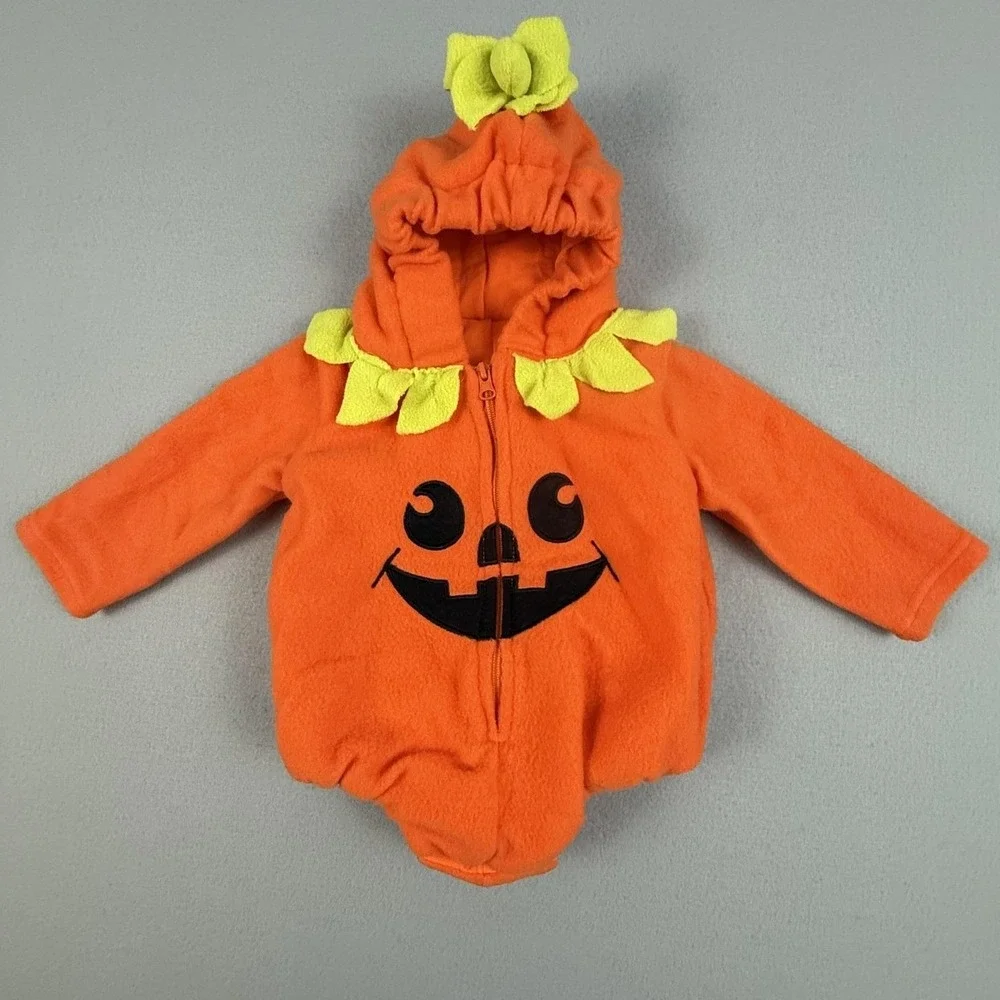 Clothing‎ Pumpkin Costume Unisex Baby Orange Fleece Hooded Romper Mingyilu